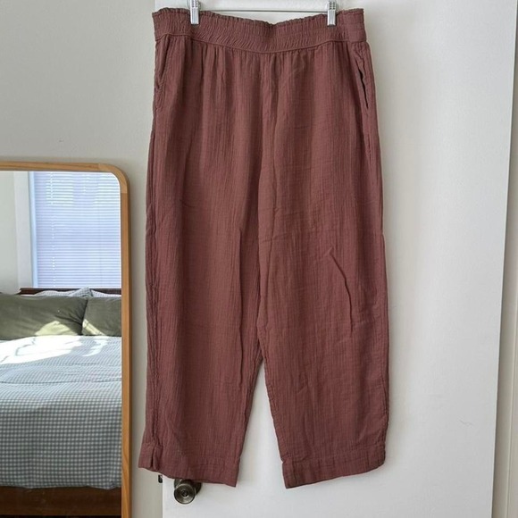 LOFT Pants - Loft Brown Wide Leg Cotton Muslin Pants Size XL